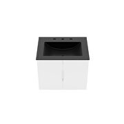 White finish 24 bathroom vanity w/ black sink ceramic basin by Modway additional picture 7