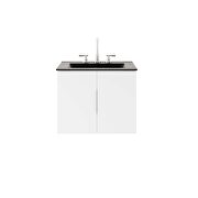 White finish 24 bathroom vanity w/ black sink ceramic basin by Modway additional picture 8