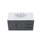 Gray finish bathroom vanity w/ white sink ceramic basin by Modway additional picture 2
