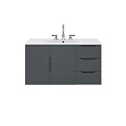Gray finish bathroom vanity w/ white sink ceramic basin by Modway additional picture 5