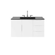 White finish bathroom vanity w/ black sink ceramic basin by Modway additional picture 8