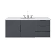 Gray finish bathroom vanity w/ white ceramic sink basin by Modway additional picture 4