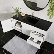 White finish bathroom vanity with black ceramic sink basin by Modway additional picture 3