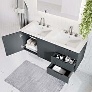 Gray finish bathroom vanity w/ double sink ceramic basin in white by Modway additional picture 5
