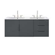 Gray finish bathroom vanity w/ double sink ceramic basin in white by Modway additional picture 6