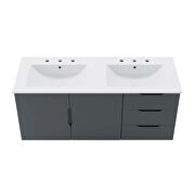 Gray finish bathroom vanity w/ double sink ceramic basin in white by Modway additional picture 7