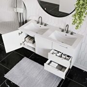 White finish bathroom vanity w/ double sink ceramic basin in white by Modway additional picture 2