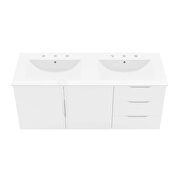 White finish bathroom vanity w/ double sink ceramic basin in white by Modway additional picture 7