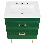 Green finish bathroom vanity w/ white ceramic sink basin by Modway additional picture 2