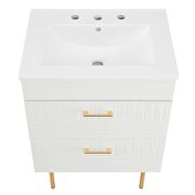 White finish bathroom vanity w/ white ceramic sink basin by Modway additional picture 2