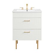 White finish bathroom vanity w/ white ceramic sink basin by Modway additional picture 8