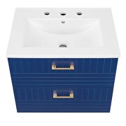 Blue finish wall-mount bathroom vanity w/ white ceramic sink basin by Modway additional picture 2