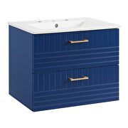 Blue finish wall-mount bathroom vanity w/ white ceramic sink basin by Modway additional picture 6
