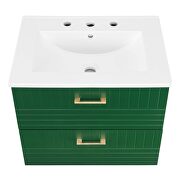 Green finish wall-mount bathroom vanity w/ white ceramic sink basin by Modway additional picture 2