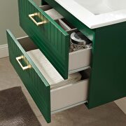 Green finish wall-mount bathroom vanity w/ white ceramic sink basin by Modway additional picture 3