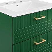 Green finish wall-mount bathroom vanity w/ white ceramic sink basin by Modway additional picture 5