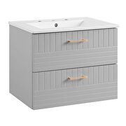 Light gray finish wall-mount bathroom vanity w/ white ceramic sink basin by Modway additional picture 6