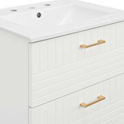 White finish wall-mount bathroom vanity w/ white ceramic sink basin by Modway additional picture 5