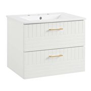 White finish wall-mount bathroom vanity w/ white ceramic sink basin by Modway additional picture 6
