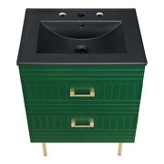 Green finish bathroom vanity w/ black ceramic sink basin by Modway additional picture 3