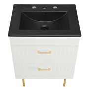 White finish bathroom vanity w/ black ceramic sink basin by Modway additional picture 3