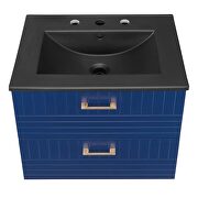 Blue finish wall-mount bathroom vanity w/ black ceramic sink basin by Modway additional picture 2