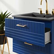 Blue finish wall-mount bathroom vanity w/ black ceramic sink basin by Modway additional picture 3