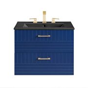 Blue finish wall-mount bathroom vanity w/ black ceramic sink basin by Modway additional picture 7