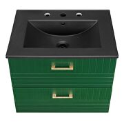 Green finish wall-mount bathroom vanity w/ black ceramic sink basin by Modway additional picture 2