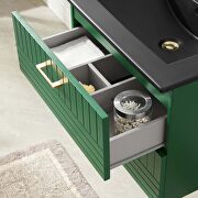 Green finish wall-mount bathroom vanity w/ black ceramic sink basin by Modway additional picture 3