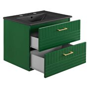 Green finish wall-mount bathroom vanity w/ black ceramic sink basin by Modway additional picture 4