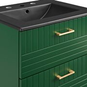 Green finish wall-mount bathroom vanity w/ black ceramic sink basin by Modway additional picture 5