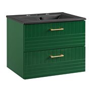 Green finish wall-mount bathroom vanity w/ black ceramic sink basin by Modway additional picture 6