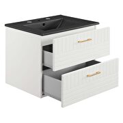 White finish wall-mount bathroom vanity w/ black ceramic sink basin by Modway additional picture 4