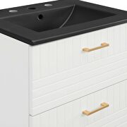 White finish wall-mount bathroom vanity w/ black ceramic sink basin by Modway additional picture 5