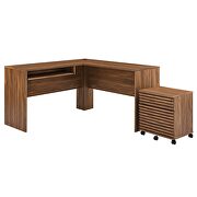 Wood desk and file cabinet set in walnut finish by Modway additional picture 3