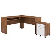 Wood desk and file cabinet set in walnut/ white finish by Modway additional picture 4