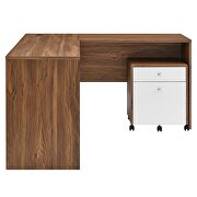 Wood desk and file cabinet set in walnut/ white finish by Modway additional picture 5