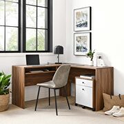 Wood desk and file cabinet set in walnut/ white finish by Modway additional picture 9