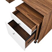 Wood desk and file cabinet set in walnut/ white finish by Modway additional picture 10