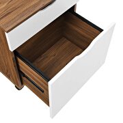 Walnut/ white finish wood desk and file cabinet set by Modway additional picture 11