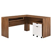 Walnut/ white finish wood desk and file cabinet set by Modway additional picture 3