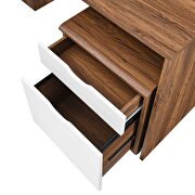 Walnut/ white finish wood desk and file cabinet set by Modway additional picture 10