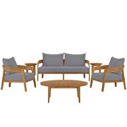 Natural/ gray finish 6-piece teak wood outdoor patio outdoor patio set by Modway additional picture 8