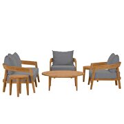 Natural/ gray finish 6-piece teak wood outdoor patio outdoor patio set by Modway additional picture 9
