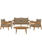 Natural/ light brown finish 6-piece teak wood outdoor patio outdoor patio set by Modway additional picture 8