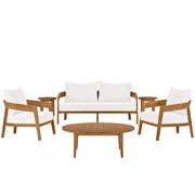 Natural/ white finish 6-piece teak wood outdoor patio outdoor patio set by Modway additional picture 9