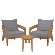 Natural/ gray finish 3-piece teak wood outdoor patio outdoor patio set by Modway additional picture 6