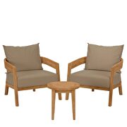 Natural/ light brown finish 3-piece teak wood outdoor patio outdoor patio set by Modway additional picture 6