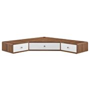 Walnut/ white finish wall mount corner wood office desk in by Modway additional picture 4